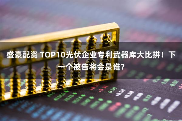 盛豪配资 TOP10光伏企业专利武器库大比拼！下一个被告将会是谁？
