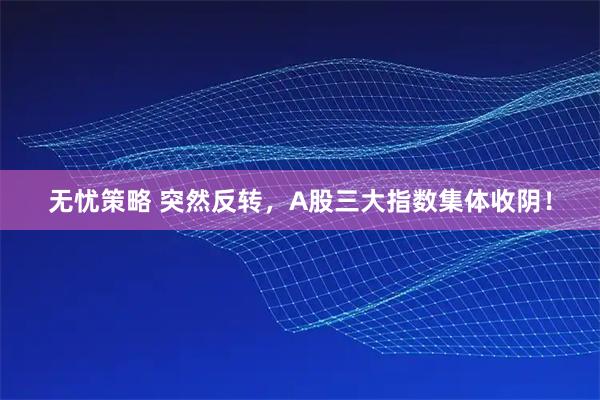 无忧策略 突然反转，A股三大指数集体收阴！